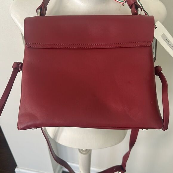 LIA NUMA Italian Red Smooth Leather Flap Crossbody Bag NWT - Picture 4 of 10